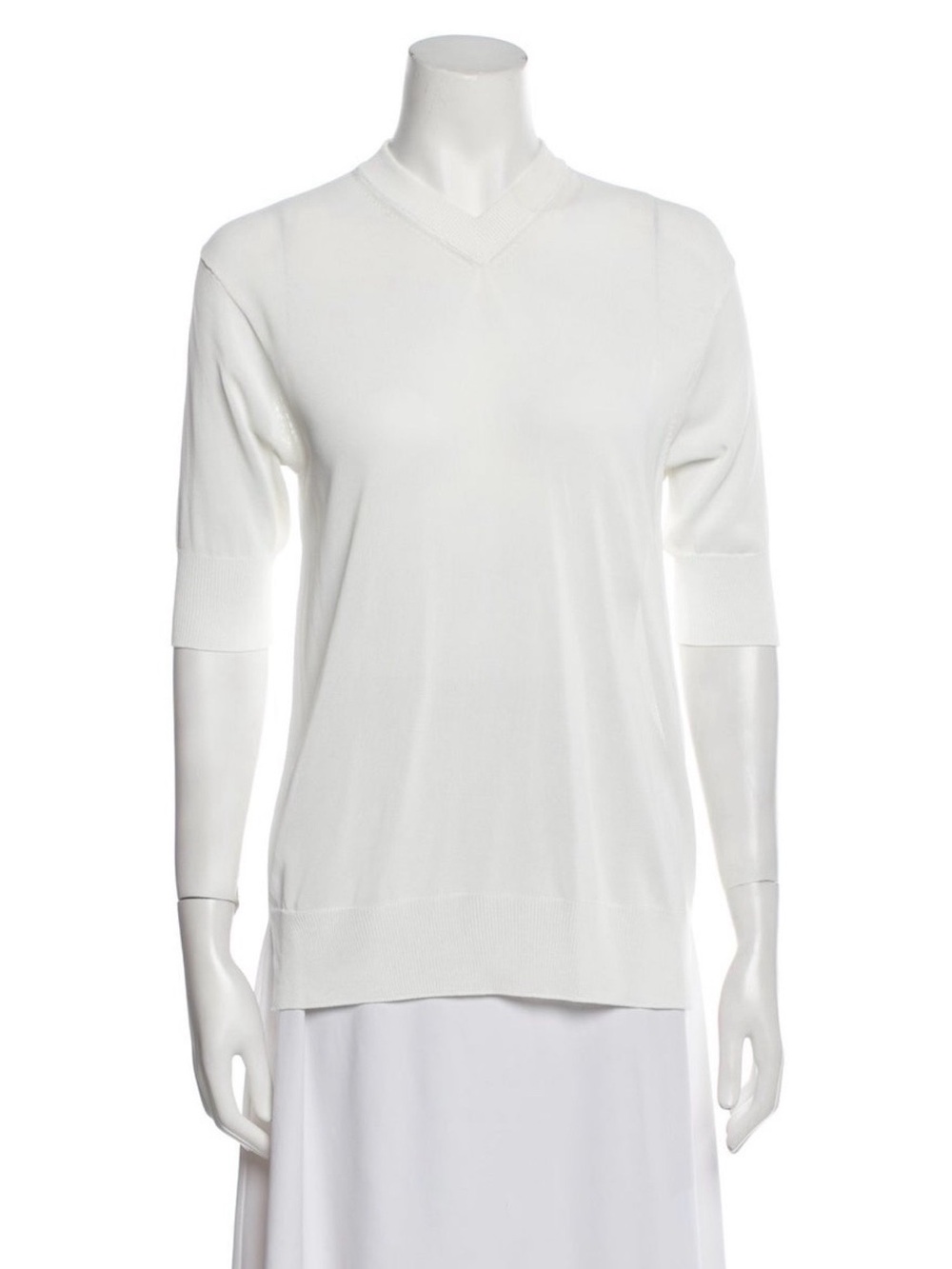 Khaite Women’s V-Neck 3/4 Sleeve top Sweater - White